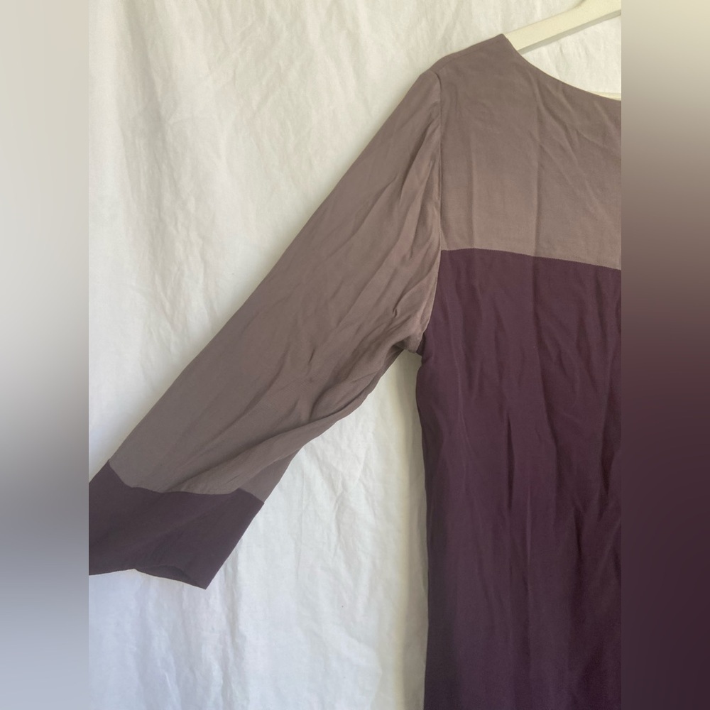 Boden Colorblock 3/4 Sleeve Shift Dress Career Business Purple Grey Size 14 - Picture 3 of 16